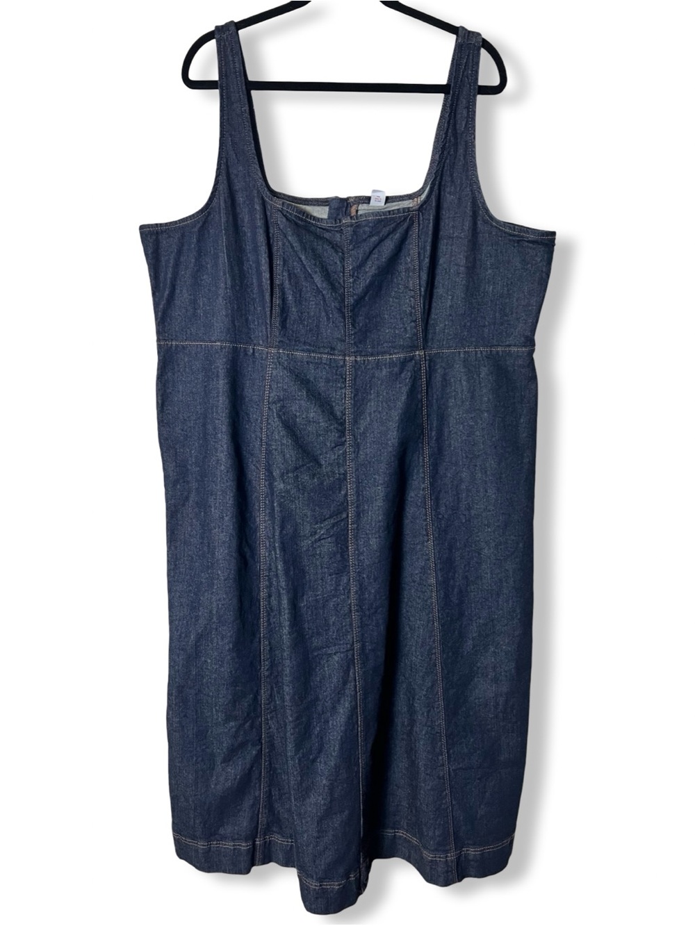 Old Navy Fit Flare Sleeveless Denim Midi Dress Square Neck Sz XXL